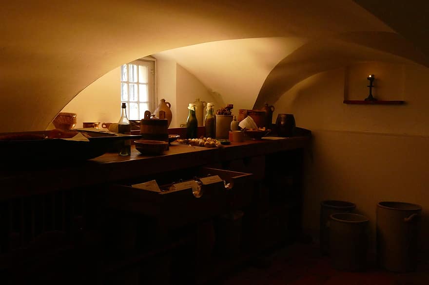 кухня, музей, античен, история, тъмен, светлина