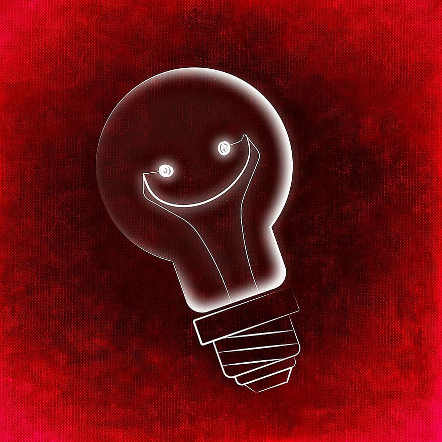 アイディア、電球、啓発、入射、創造性