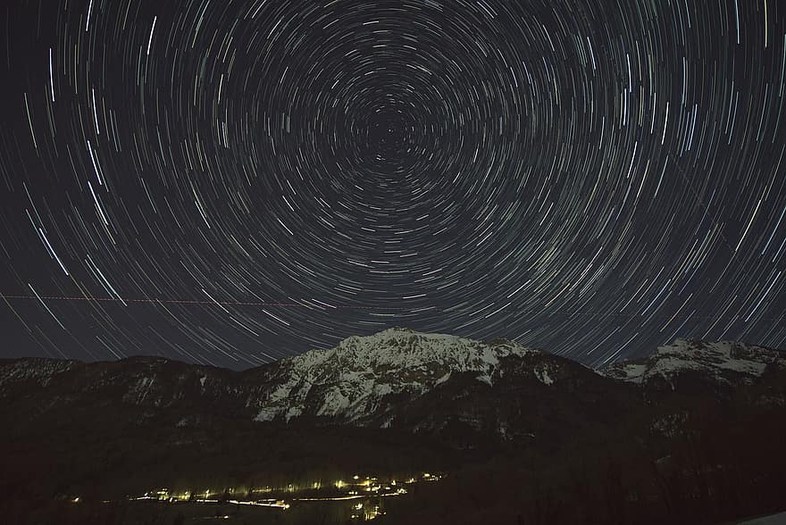 Stars, Trails, Night, Travel, Sky, Exploration, Outdoors, Mountain, Long Exposure, star trail, star