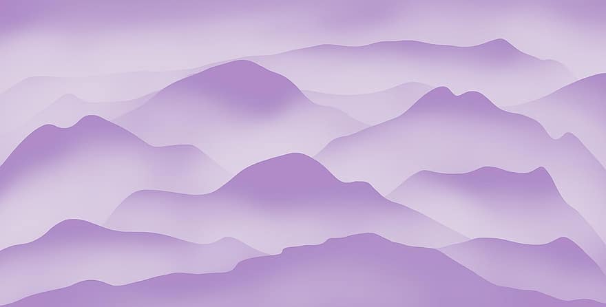 горы, туманные горы, фиолетовый фон, Пурпурные горы