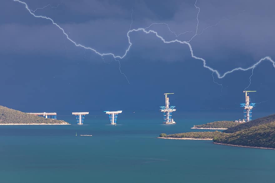 Thunderstorm, Lightning, Sea, Sky, Weather, Flash, Energy, Risk, Flash Of Lightning, Lightning Bolt, Islands