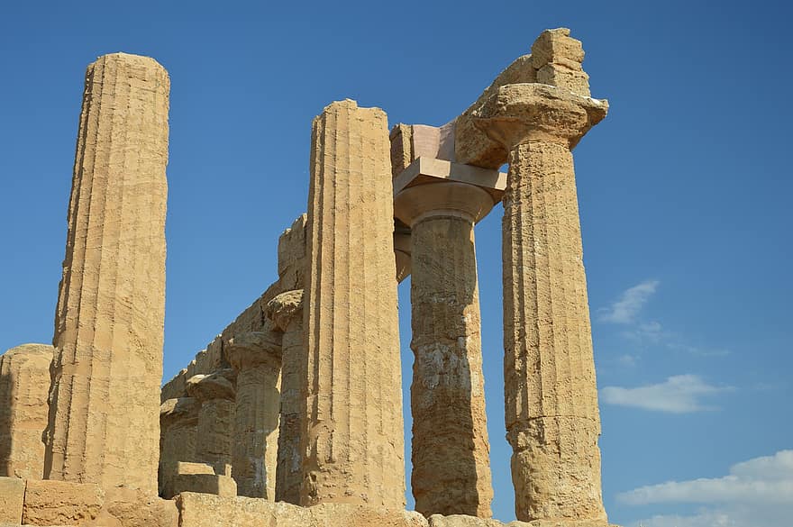 руини, колони, храм, архитектура, археология, Агридженто, Сицилия, Италия, история, пътуване