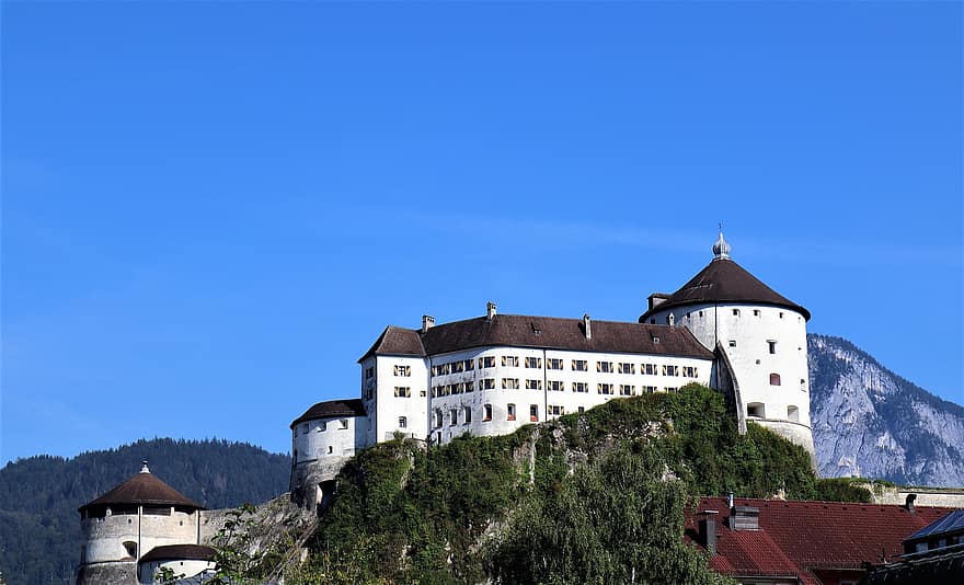 slot, fæstning, Kufstein, tyrol, østrig, milepæl