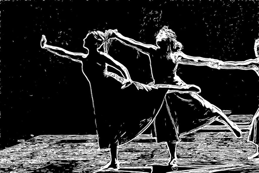 댄스, 춤추는 사람, 음악, 단계, 불, 운동, 우아한, 여자, 여자들, 여자애들, 검은
