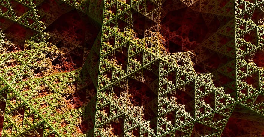 fractales, géométrie, graphique, Contexte, abstrait, vert