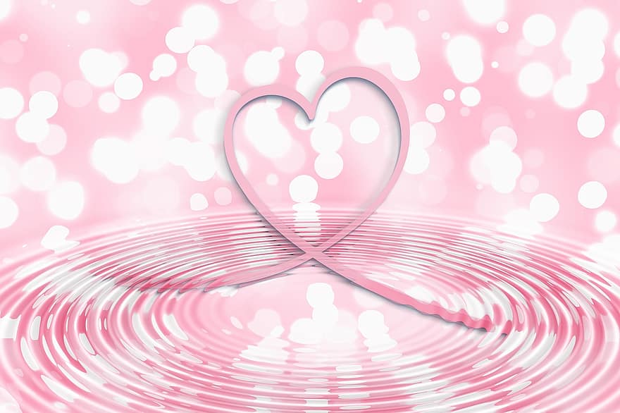 amor, cor, bokeh, dia de Sant Valentí, aigua, onada, Sant Valentí, romàntic, romanç, símbol, fons