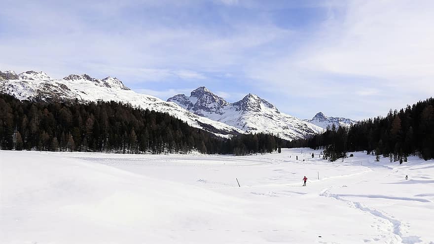 trượt tuyết băng đồng, núi, mùa đông, phong cảnh mùa đông, tuyết, thể thao, phong cảnh, rừng, đỉnh núi, Nước đá, thể thao mạo hiểm