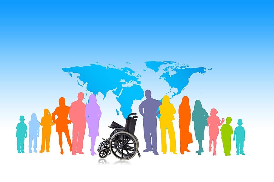 Aufnahme, Gruppe, Rollstuhl, Rollstuhlfahrer, Behinderung, Herz, Nachteil, Person, diese schließen ein, Mensch, Mann