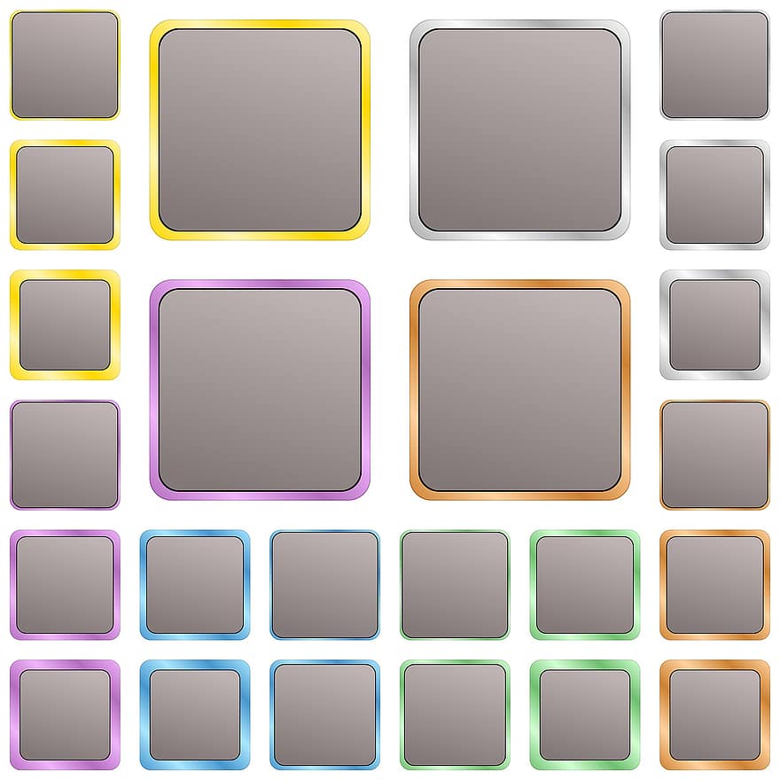 Grey, Web, Button, Ui, Metallic, Square, Rounded, Metal, Website, Shine, Page