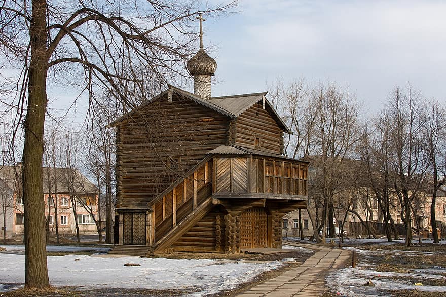 Russia, Architecture, Church, Temple, Wood, Building