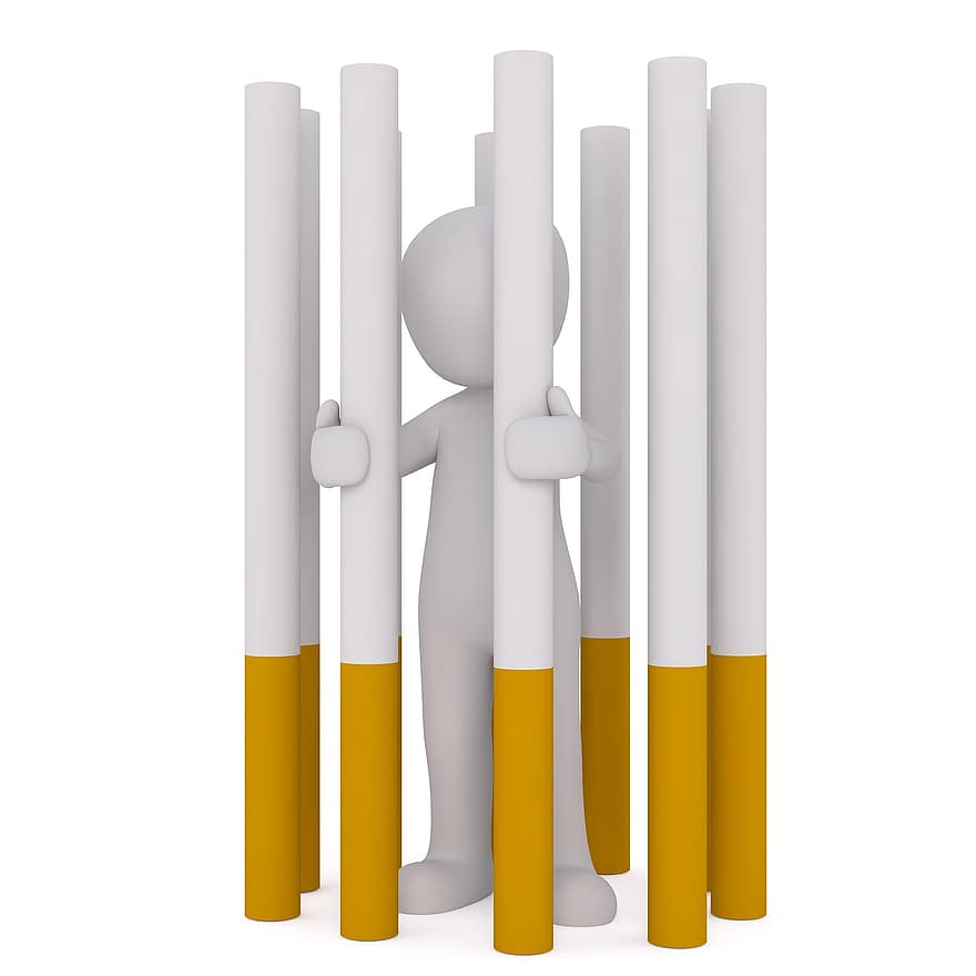 verdovende middelen, sigaret, roken, tabak-, nicotine, ongezond, sigaret einde, verslaving, afhankelijkheid, mannetjes, 3d model