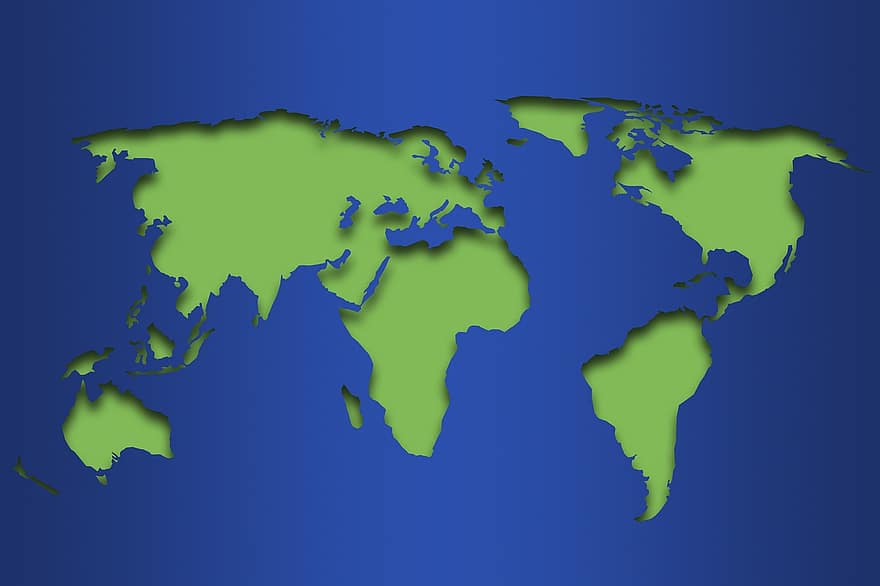 κόσμος, χάρτης, γη, παγκόσμια, Διεθνές, πλανήτης, γεωγραφία, ηπείρους, μπλε γη, μπλε χάρτη, Μπλε παγκόσμιο