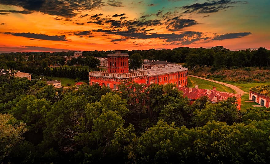 Fortress Of Modlin, Nature, Travel, Tourism, Fortress, Architecture, sunset, famous place, dusk, building exterior, tree
