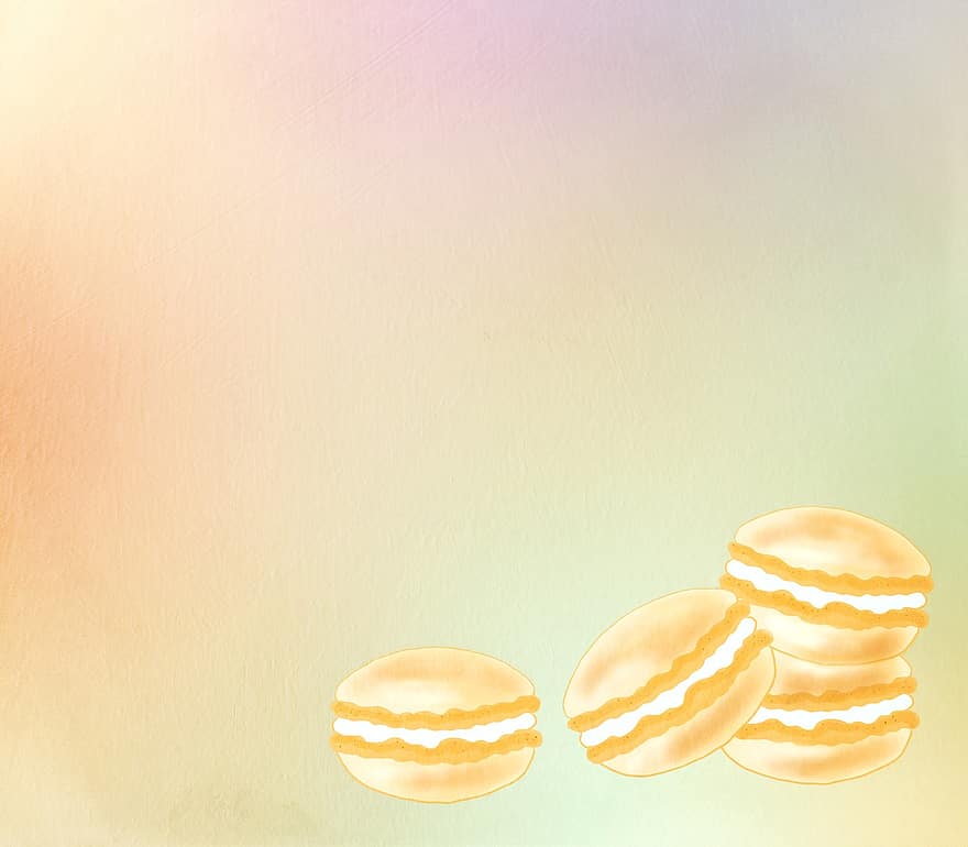 illustration, macarons, småkakor, godis, bakning, efterrätt, ljuv, sockerkonfekt, mat, bakgrund