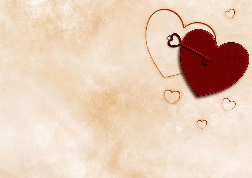 Valentins Dag, hjerte, nøgle, kort, romantisk, baggrund, lykønskningskort, romantik, kærlighed, rød, marmoreret