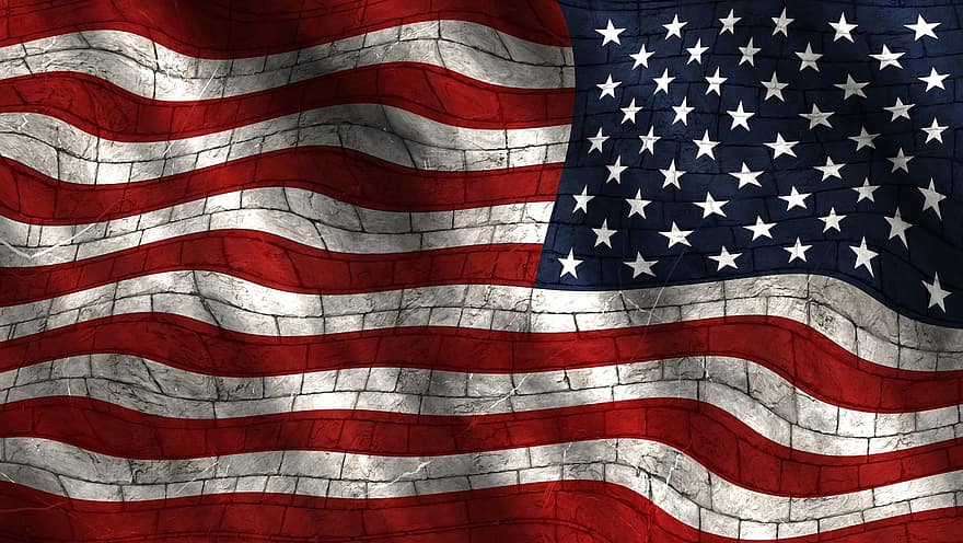العلم ، الولايات المتحدة الأمريكية ، حائط ، ورقة رابحة