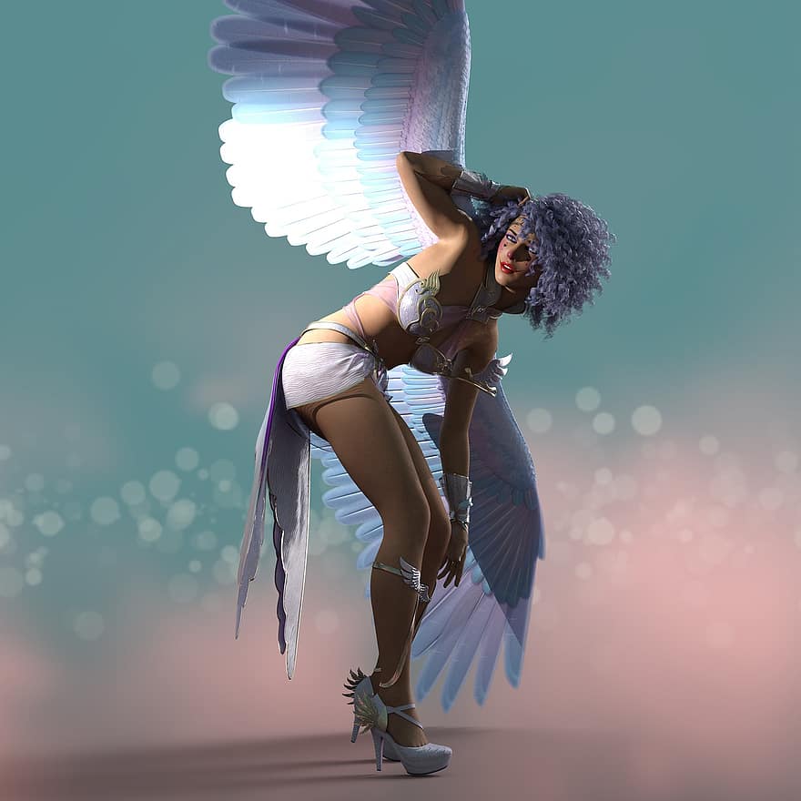 Una diosa, Con alas, pureza, mujer, carnaval, Brasil, fantasía, cubrir, hembra, teatro, dibujo