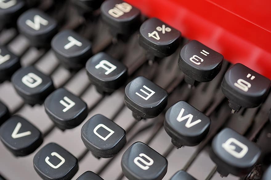 skrivemaskin, nøkler, qwertz, tastatur, kommunikasjon, maskinvare, kontor, gammel, årgang, retro