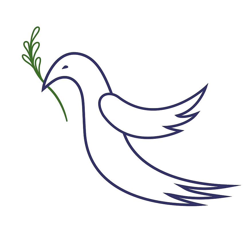 Dove, Leaf, Peace, Logo, Icon, Art, Animal, Branch, Symbol, Bird, Sign