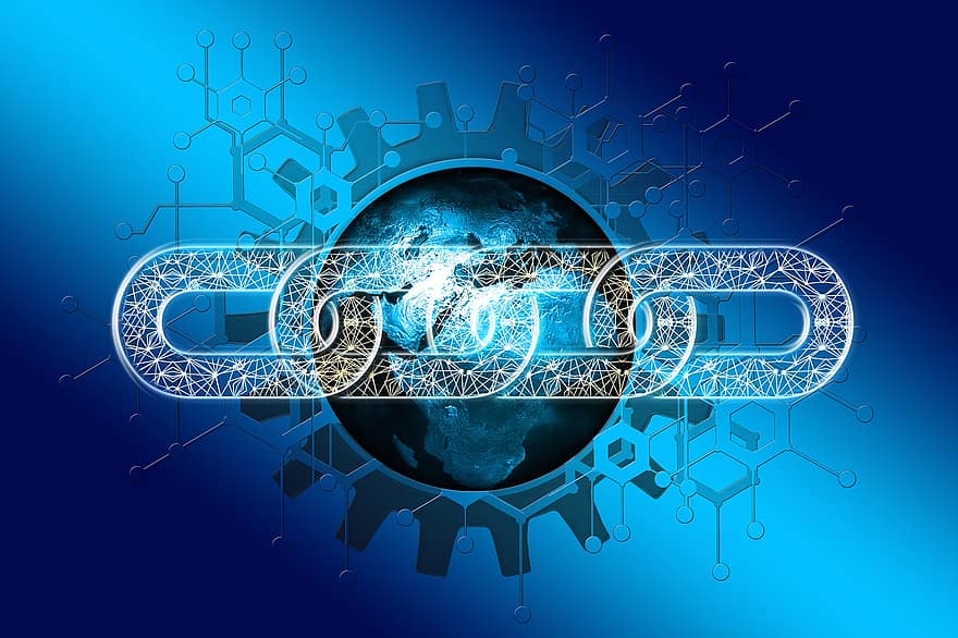 cadena, xarxa, terra, cadena de blocs, globus, món, digitalització, comunicació, a tot el món, connexió, global