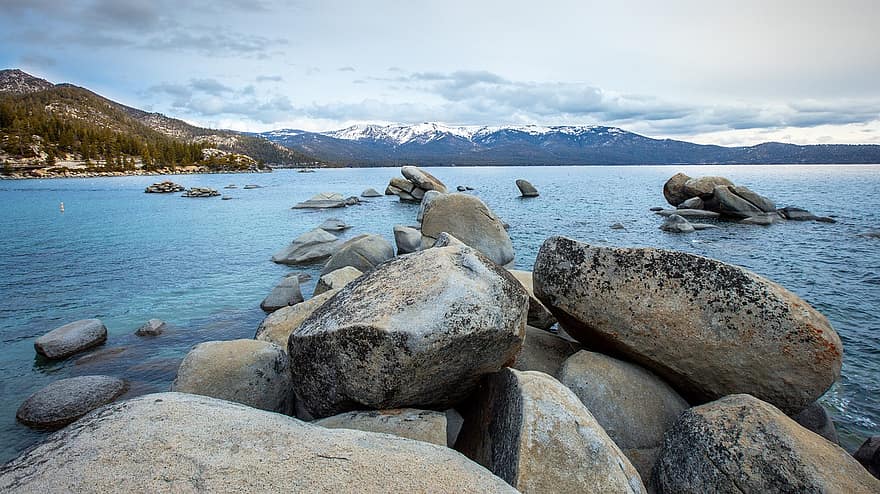 Lake, Tahoe, California, Water, Nature, Landscape, Sky, Trees, Nevada, Mountain, Vacation