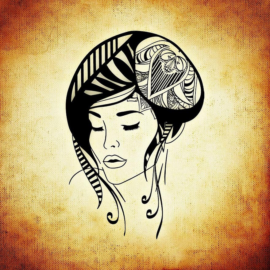 mulher, cabelo, cabeça, abstrato