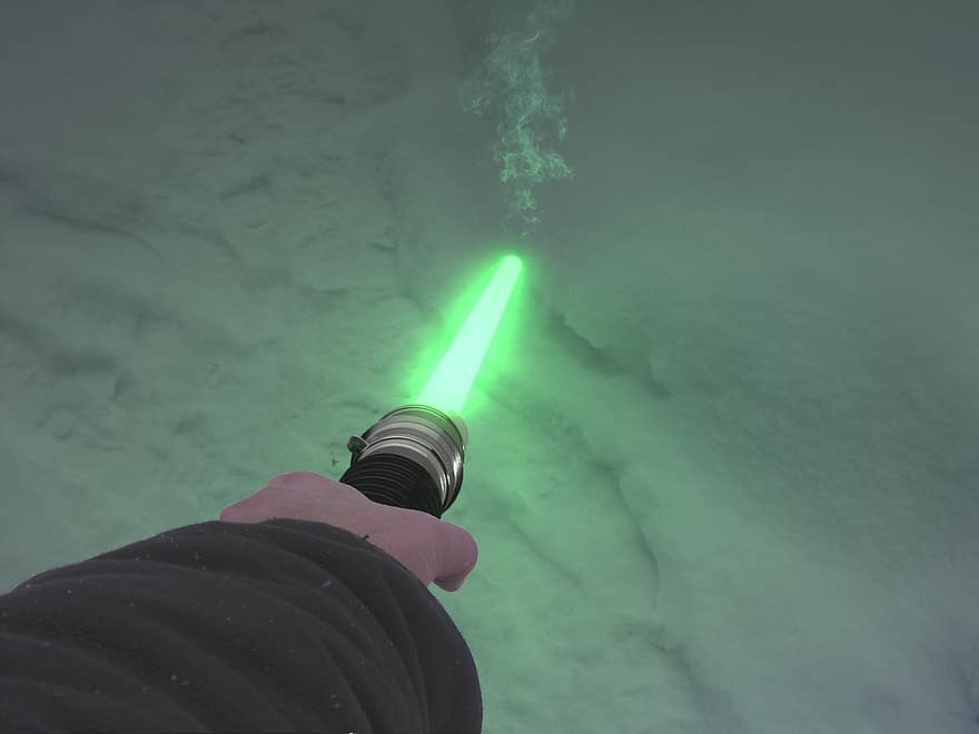lightsaber, operă științifico-fantastică, paloș, armă, sabie, cu laser, verde