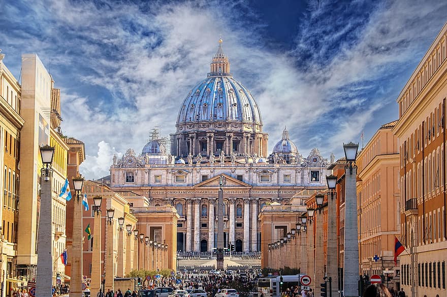 Roma, St Peter Bazilikası, Vatikan, Vatikan Şehri, kilise, cephe, mimari, sakral mimarisi, ünlü, ilgi alanları, turist çekiciliği
