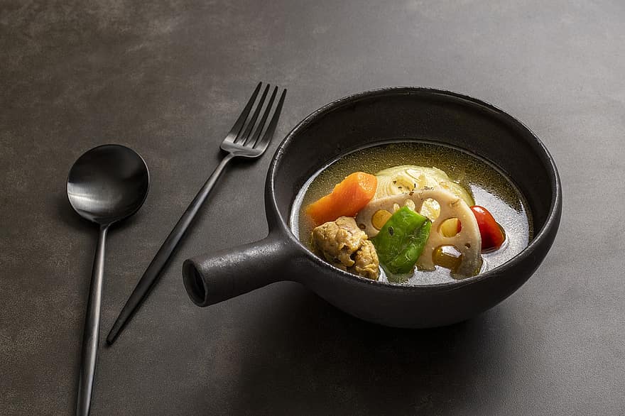 Суп Саппоро Карри, овощи, японская еда, корень лотоса, суп карри