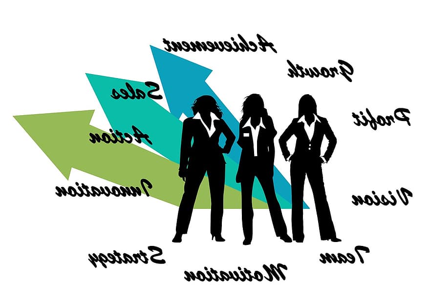 udøvende, forretningskvinde, kvinders magt, specialist, præsentation, vellykket, pil, boom, profit, kvinde, kvinde tegn