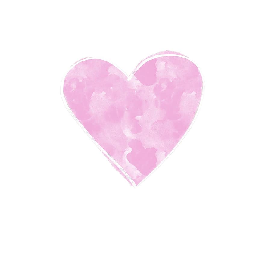 сердце, благодарю вас, любить, акварель, День святого Валентина, романтик