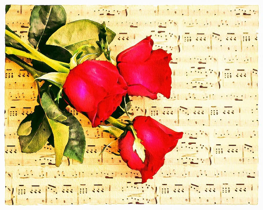 bản nhạc, màu nước, hoa, cuộc sống vẫn còn, cái bình hoa, Thiên nhiên, bức vẽ, bó hoa, sổ lưu niệm, những bông hoa, cổ điển