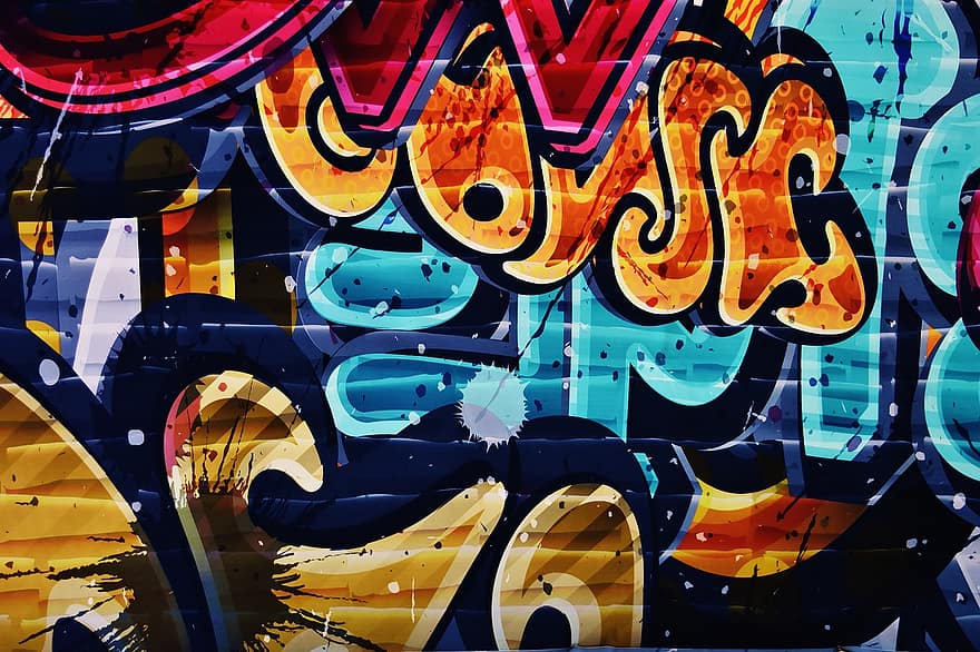 Graffiti, bunt, Hintergrundbild, Wandgemälde