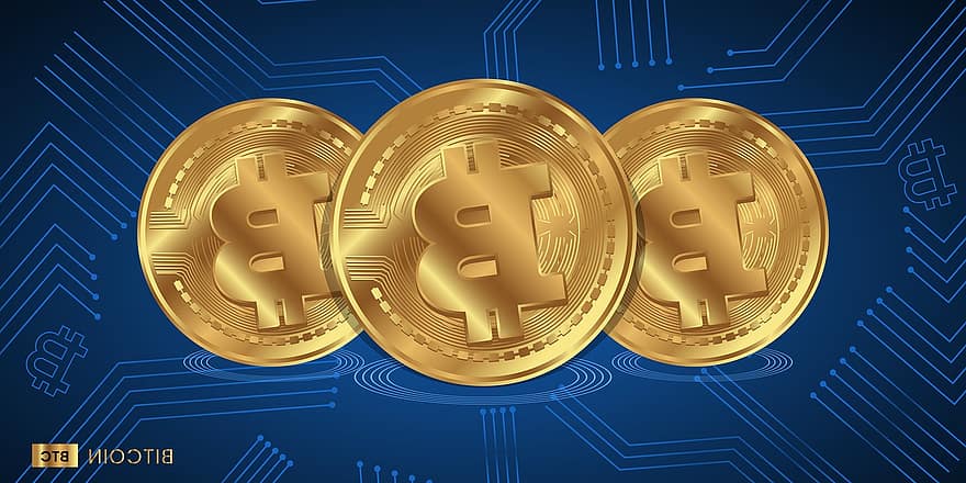 bitcoin, valuta, financiën, crypto, cryptogeld, blockchain, netwerk, gouden, munt, contant geld, digitaal
