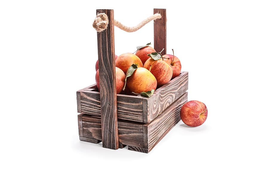사과, 사과 상자, 과일, 수확