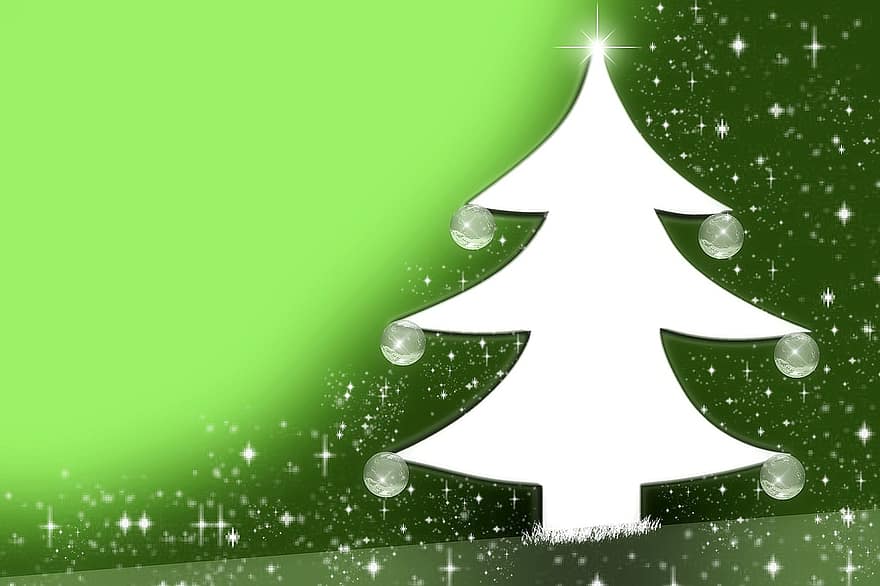 jul, festival, barrträd, vintergröna, gran, träd, skinande, grön
