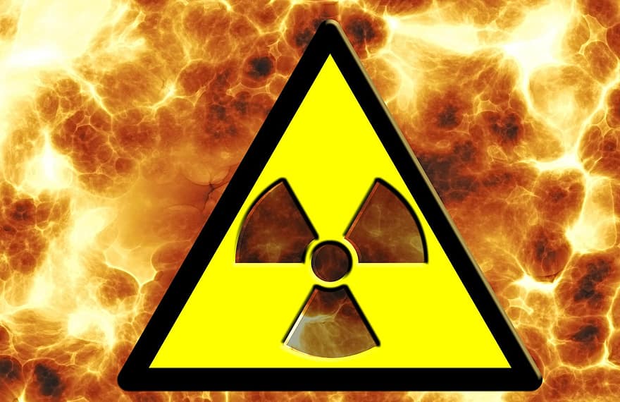 radioactivité, Pouvoir nucléaire, Feu, risque, signes de danger, personnages, symbole