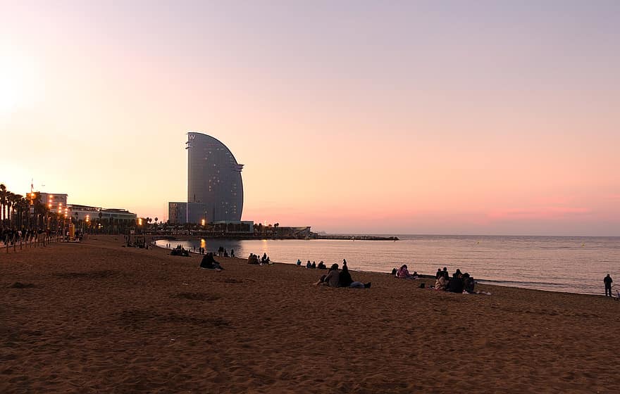 barcelona, Khách sạn W, barceloneta, bờ biển, sang trọng
