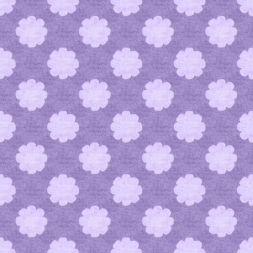 Flowers, Polka Dots, Floral, Bloom, Purple, Background, Template, Pattern, Seamless, Texture, Decorative