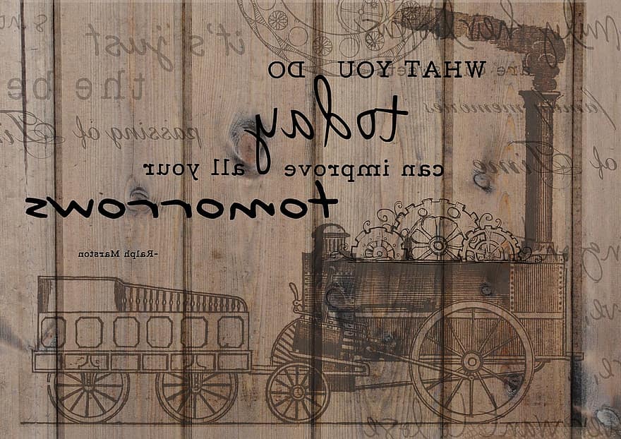 vägg, affisch, steampunk, lokomotiv, tåg, ånga, text, motiverande, mall, motivering, inspiration