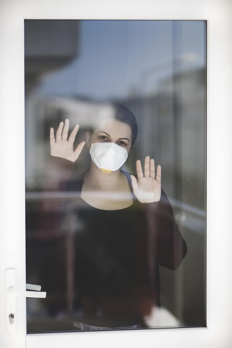 жена, маска, медицинска маска, n95, Носеща маска, портрет, маска за лице, covid, covid-19, епидемия, болест