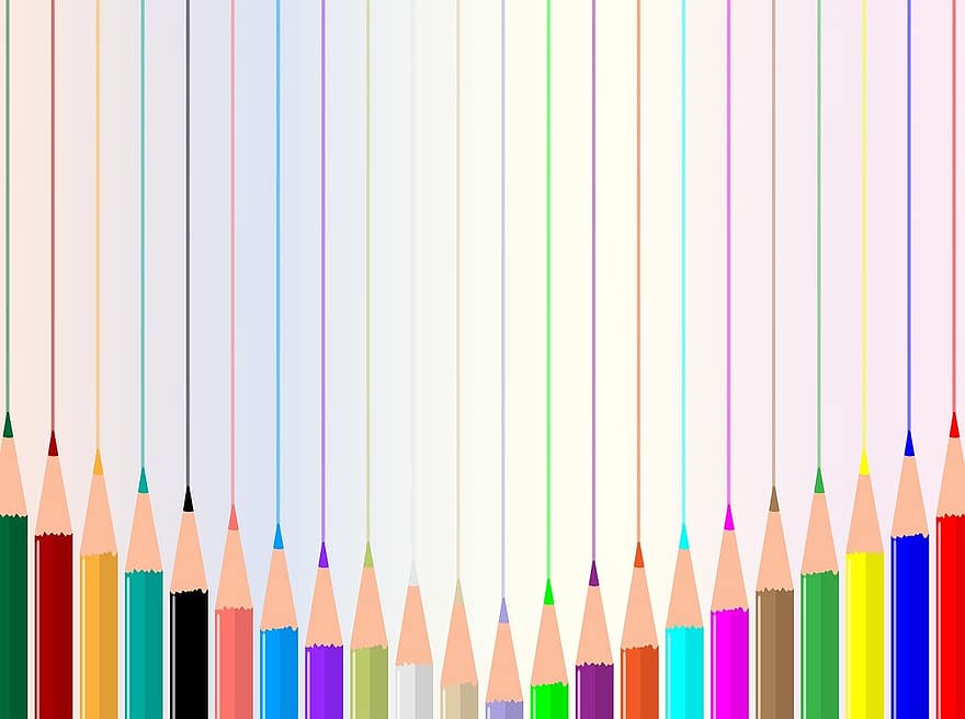 Фон с цветен молив, Моливни линии, дъга, училище, образование, линии, цветове, моливи, цветен, модел, скица
