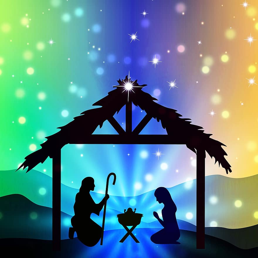يسوع ، جوزيف ، ماري ، عيد الميلاد ، ميلاد ، خلفية ، بيت لحم ، دين ، نجمة ، سرير أطفال ، السيد المسيح