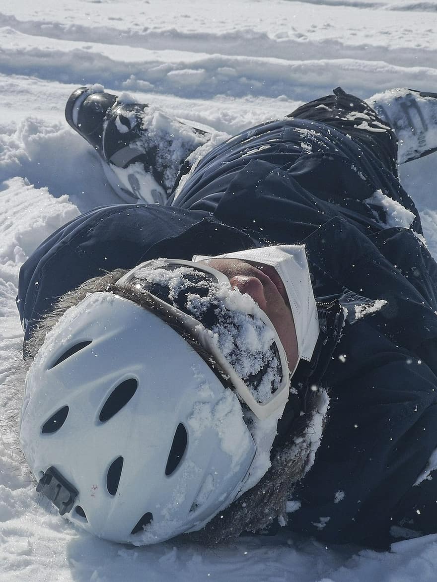 accident d’esquí, esquiar, neu, hivern, adolescent, homes, Esports extrems, esport, gel, aventura, una persona
