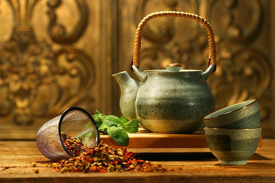 teh, teh herbal, daun mint, sehat, Rempah, kamomil, kesehatan, cangkir, panas, minum teh, permen