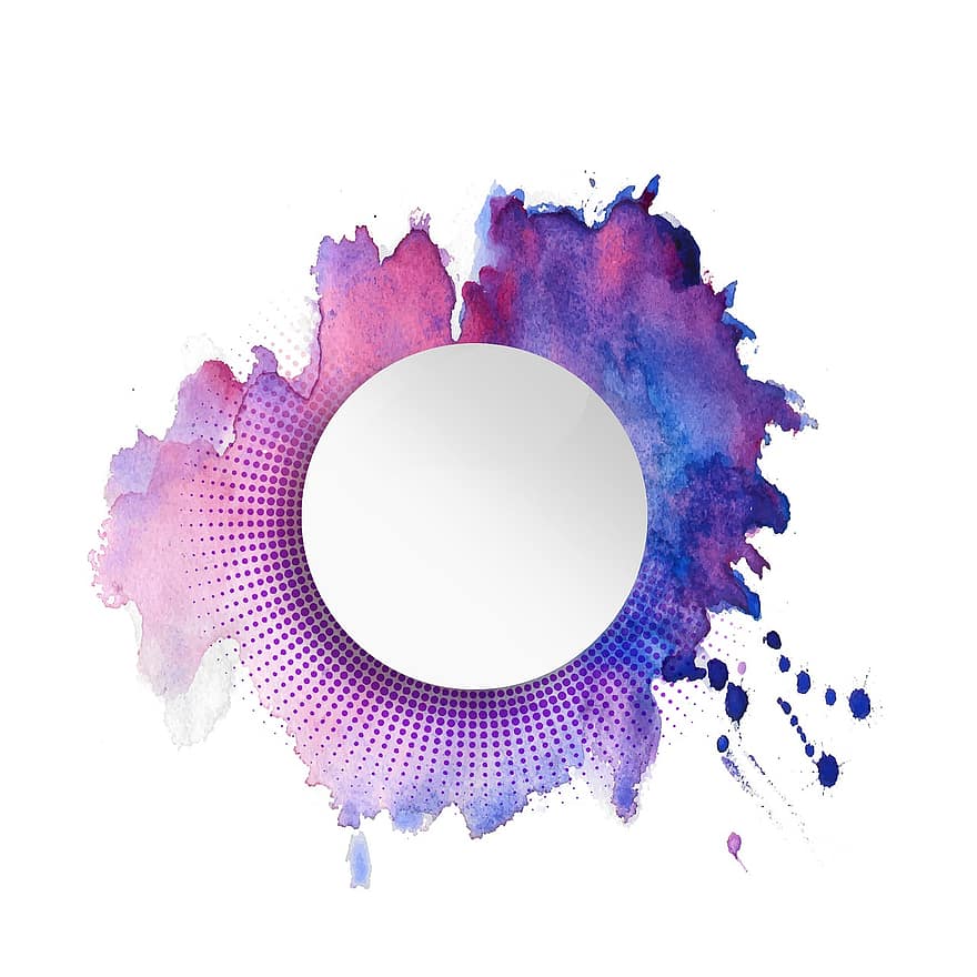 Watercolor, Circle, Copy Space, Violet, Abstract, Splash Of Color, Colorful, Painting