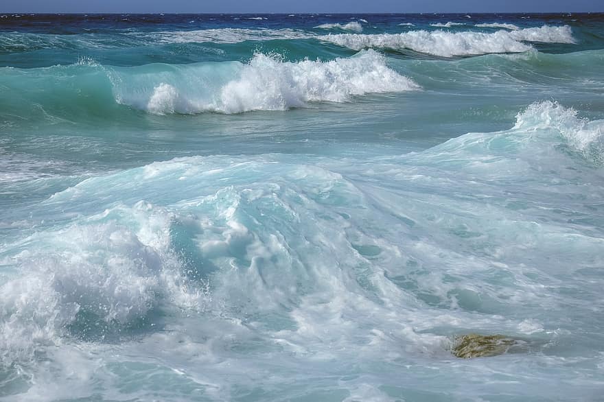 hav, bølger, surf, hårdt hav, natur, spray, plaske, skum, vind, landskab