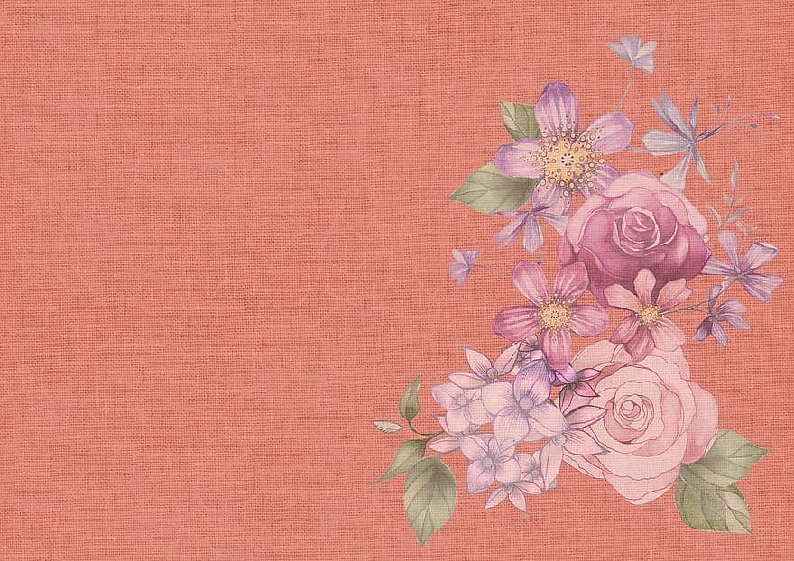 flor, rosado, fondo, álbum de recortes, Flores rosadas, floral, verano, natural, color, jardín, hoja