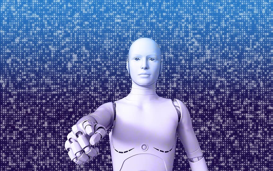 Metavers, meta, tehnologie, virtual, realitate, calculator, robot, bărbați, albastru, date, futurist