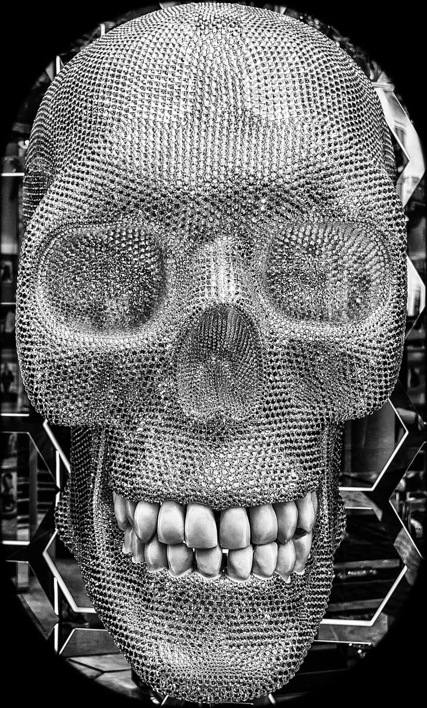 Skull, Skull And Crossbones, Tooth, Symbol, Risk, Death, Warning, Rhinestone, Diamonds, Precious, Fashion